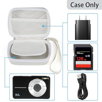 Digital Camera Case for AbergBest 21 Mega Pixels 2.7" LCD Rechargeable HD/Kodak Pixpro/Canon PowerShot ELPH 180/190/Sony DSCW800/DSCW830 Cameras, Travel Carrying Protective Case for Camera - White - color: White