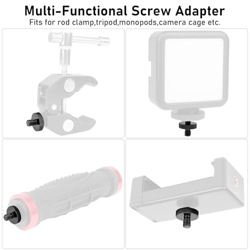 1/4" Male to 1/4" Male Threaded Tripod Screw Adapter Double Head Stud Standard Mounting Thread Converter for Camera Cage Mount Light Stand Monopo Shoulder Rig Tripod Black-6 Packs - color: 6 Packs