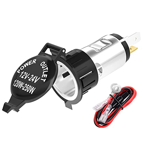 DaierTek Cigarette Lighter Socket DC 12V Car Cigarette Lighter 12 Volt Female Power Outlet Socket Replacement with Cover Wiring Harness for Automotive Truck RV Boat Motorcycle - color: DR-Y6