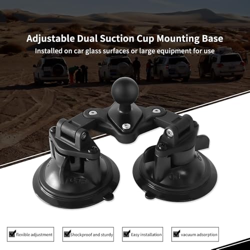 Dual Suction Cup Mount Base with 1-Inch Ball, Compatible with RAM Mounts B Size Double Socket Arms & 25mm Ball Systems - style: Dual Suction Cup
