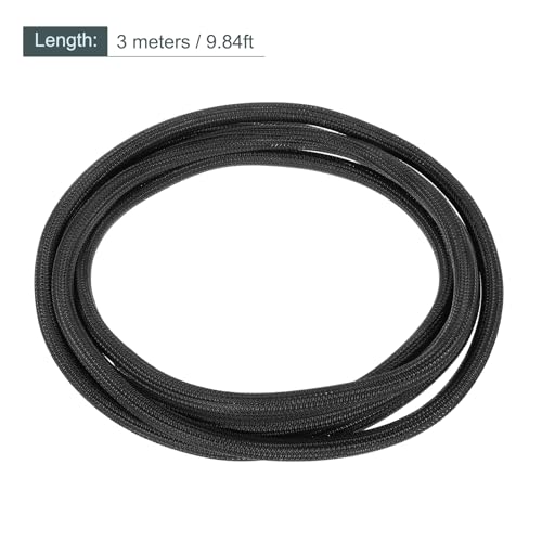 MECCANIXITY Split Sleeve Wire Loom 11/32" 9.84Ft Black Self Wrapping Braided Sleeve UL94-V2 Fireproof PET Sleeving for Automotive, Home Cable Management - color: Black, size: 11/32 Inch x 9.84Ft