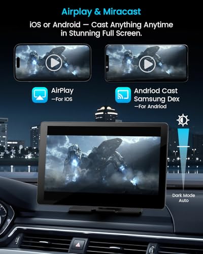IIWEY iK11 11-Inch Wireless Apple CarPlay Screen, Android Auto, 4K Dash Cam