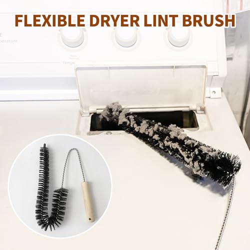 2Pack Flexible Dryer Vent Cleaning Brush - 304 Stainless Steel Lint Remover Refrigerator Coil Cleaning Brush Clothes Trap Duct Remover Home Essential Cleaning Tool Dryer Lint Brush