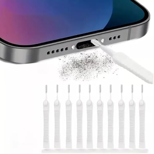 Cleaning Brush Set 10-Pack - Mini Brushes for Phone Charging Port, Speaker & Receiver, Anti-Clogging Tool for iPhone, iPad, AirPods, Tablet & Camera Lens - color: 10 Pcs White