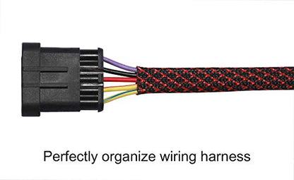 25ft - 1/2 inch PET Expandable Braided Sleeving – BlackRed – Alex Tech Braided Cable Sleeve - color: Blackred, size: 1/2"-25ft