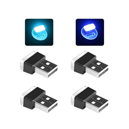 4 Pack 5 V 0.2 W USB Interior Ambient Lights, Blue+Ice Blue - color: Blue+Ice Blue