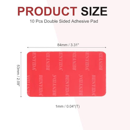 10 Pcs Double Sided Adhesive Pads, 3.31 x 2.09 Inch Dash Cam Sticky Pads Self-Adhesive Square Mounting Foam Tape Waterproof & Heat Resistant for Car Walls Picture Home Decor, Red - size: 3.31 x 2.09 Inch