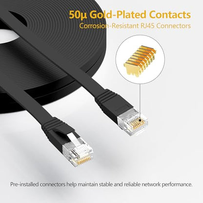 Jadaol Cat6/Cat6A Ethernet Cable 10FT 2Pack Flat 10Gbps Network Cable Black - color: Black, size: 10ft, style: Flat