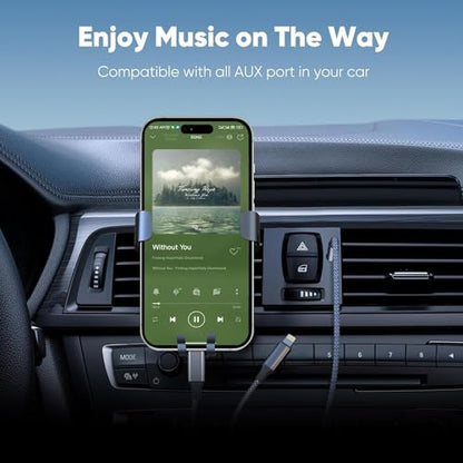 Aux Audio Cable for iPhone, 2 in 1 USB C to 3.5mm Aux Audio Lightning to 3.5mm Audio Cable Fit with iPhone 17 16 15 Plus/14/13/12/11/XR, Galaxy S24/S23/S22, Pixel 8/7/6, iPad to Car Stereo Speaker 4FT - color: Grey
