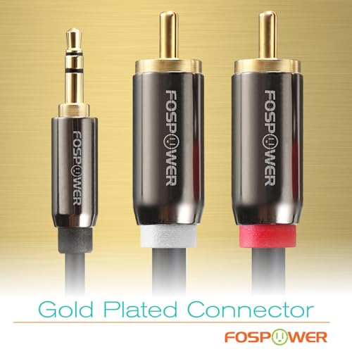FosPower 3.5mm to RCA Cable (10FT), RCA Audio Cable 24K Gold Plated Male to Male Stereo Aux Cord [Left/Right] Y Splitter Adapter Step Down Design - size: 10 Feet