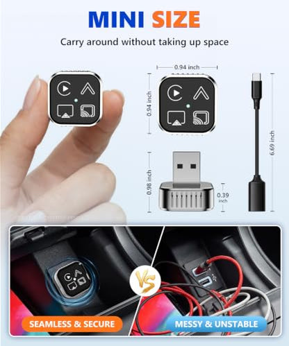 2026 4-in-1 Mini Wireless CarPlay Adapter & Android Auto Support AirPlay/MirrorLink, Convert Wired to Wireless, Auto-Connect for Daily Commute, 5.8GHz Stable Connection, Plug & Play Dongle - size: 4 IN 1, Gunmetal Gray(Support Mirrorlink)