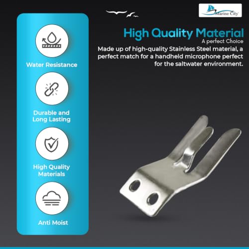 MARINE CITY Stainless Steel Handheld Microphone Hang-Up Clip Sturdy and Durable - Car Radio Microphone Mounting Clip Perfectly Matched to Your Handheld