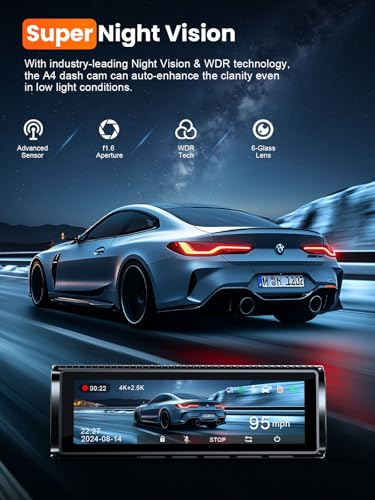Affver 4K+2.5K Dash Cam Front and Rear, Built-in 5G WiFi 6 GPS Dual Dashcam