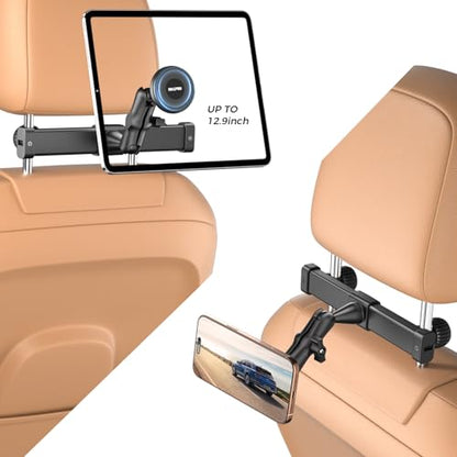 OHLPRO Tablet Holder for Car Headrest,360°Adjustable Magnetic Tablet Mount for Car Backseat,Gifts Road Trip Essentials for Kids,Fits for 4.7-17" Device Like iPad Pro, Air, Mini, Galaxy, Fire - size: 4.7-17" Device