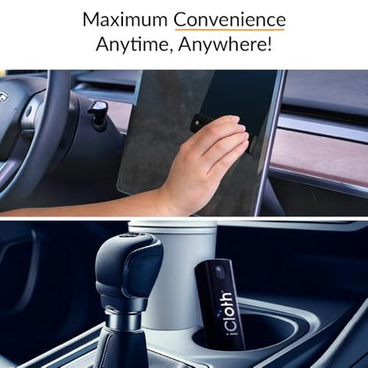 6X iCloth 2-in-1 Screen Cleaner Spray & Microfiber Cloth for Laptops, Tablets, Phones, Car Screens & Touchscreens, Streak-Free & Anti-Smudge, Large 0.68 fl oz (20ml) Bottles for Family Use