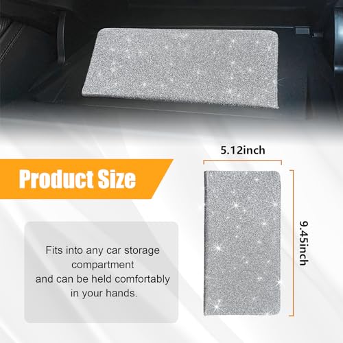 Kewucn Car Registration and Insurance Holder, Leather Auto Glove Box Organizer with Magnetic Shut, Vehicle Compartment Accessories Case for Cards, Driver License & Essential Documents - color: Large-Silver