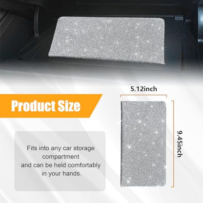 Kewucn Car Registration and Insurance Holder, Leather Auto Glove Box Organizer with Magnetic Shut, Vehicle Compartment Accessories Case for Cards, Driver License & Essential Documents - color: Large-Silver