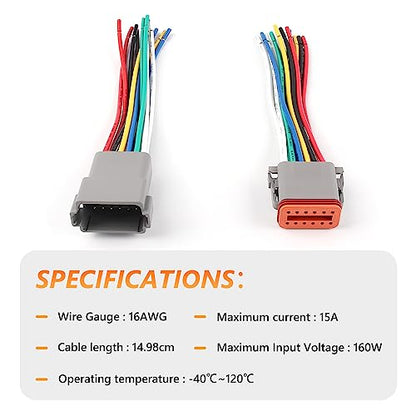 Newdeli Deutsch 12 Pin Connector Kit Waterproof Electrical Connector 16 AWG Male and Female Automotive Wire Connectors for Car Truck Boat, Dt Connector 1 Sets - size: DT Connector 1 Set 12 Pin