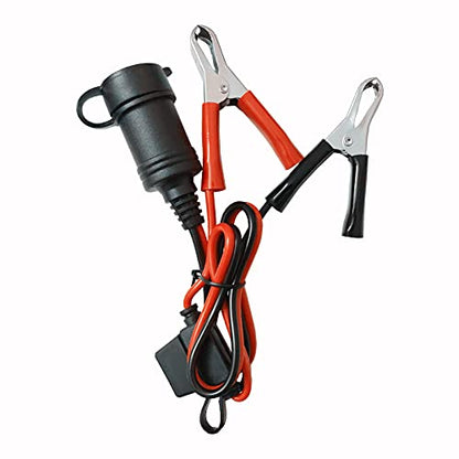Cigarette Lighter Socket Battery Alligator Clamp - 2ft Battery Clips to Female Car Cigarette Lighter Socket Adapter Extension Cord 12v-24v Battery Clip-on Extension Cable with 15A Fuse (2)
