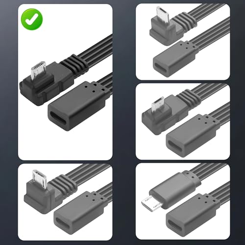 USB-C to Micro USB Flat Cable,Micro 5-Pin Female to USB-C Male Cable,Right-Angle Micro USB to Type-C Data Cable,for MP3 Players,Phone,Power Bank- 20cm (Right Angle) - style: Right