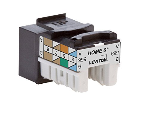Leviton Home 6 Snap-In Connector, T568A/B Wiring, 61HOM-RB6, Brown - color: Brown