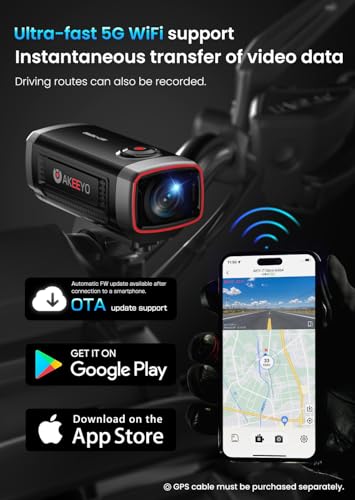 AKEEYO -710Pro EIS 오토바이 카메라, 4K28FPS 20MP Wi-Fi 대시 캠, IP66 울트라 HD 방수 오토바이 헬멧 카메라, 142° 광각 뷰 야간 시야, 64GB 카드, G-센서, 주차 모드