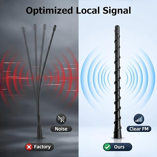 Car Short Antenna 7 Inch, Carbon Fiber American Flag Auto Radio Antenna for AM/FM Reception, Universal Vehicle Roof Antenna – for Ford F-150 Jeep Wrangler Toyota Tacoma Honda CR-V
