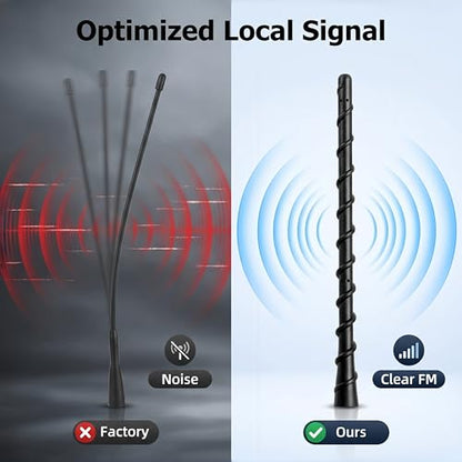 Car Short Antenna 7 Inch, Carbon Fiber American Flag Auto Radio Antenna for AM/FM Reception, Universal Vehicle Roof Antenna – for Ford F-150 Jeep Wrangler Toyota Tacoma Honda CR-V