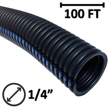 Electriduct 1/4" Flame Retardant Polypropylene Split Wire Loom Tubing Corrugated Conduit with Flammability Tracer - 100 Feet - Black - size: 0.25 Inch - 100 Feet