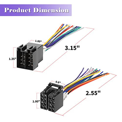 16 Pin Radio Wire Harness Adapter Male & Female - Fit for Freightliner 2004-2021, for Volvo 2004-2016, for Peterbilt 2006-2018, for Kenworth Stereo 2008-2020 (2-Pack)