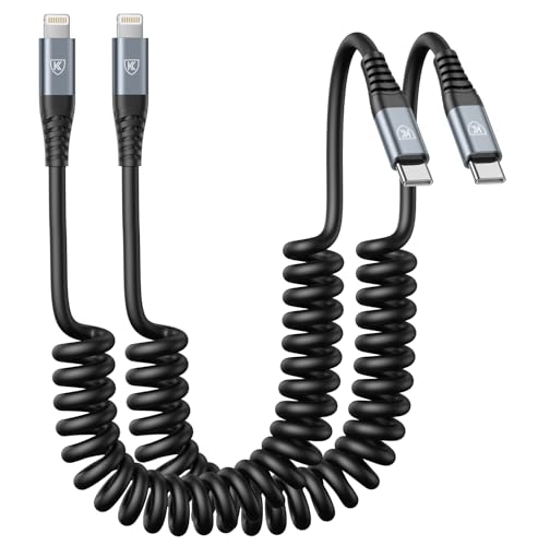 USB Type C to Lightning Cable 6FT 2Pack Coiled iPhone Charger Fast Charging - color: Black, size: 6FT, style: Usb C to Lightning