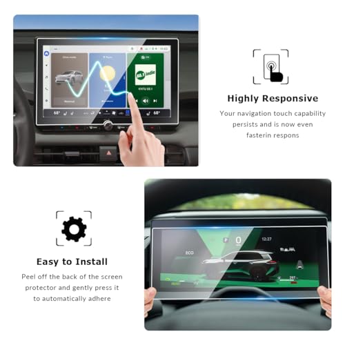 INTGET 2 PCS Screen Protector for 2026 Toyota RAV4 Accessories & RAV4 Hybrid 12.9-inch Navigation GPS & 12.3-inch Dashboard (XSE/Limited/Woodland/GR Sport) Tempered Glass HD Center Touchscreen Touch Screen Protective Display - size: 12.9inch +12.3inch