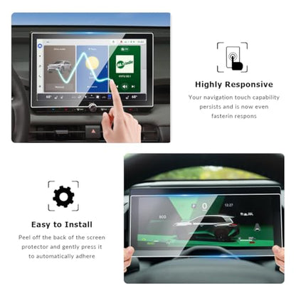 INTGET 2 PCS Screen Protector for 2026 Toyota RAV4 Accessories & RAV4 Hybrid 12.9-inch Navigation GPS & 12.3-inch Dashboard (XSE/Limited/Woodland/GR Sport) Tempered Glass HD Center Touchscreen Touch Screen Protective Display - size: 12.9inch +12.3inch