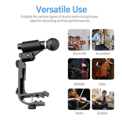 2 Pack Adjustable Drum Microphone Clips