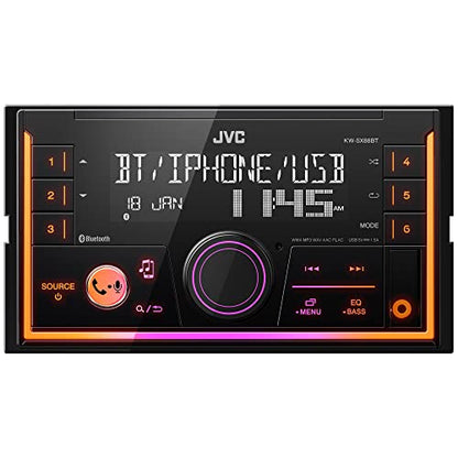 JVC KW-SX88BT Bluetooth Double DIN Car Stereo, 200W Digital Stereo Receiver, AM/FM Radio, Dual Phone Connection, 13-Band EQ, 1.5A USB & AUX Inputs, Custom Color Illumination, Shallow Chassis - style: Double DIN Receiver