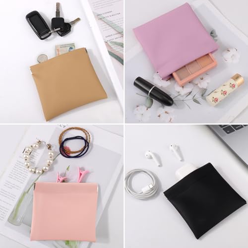 BUSOHA 8 PCS Small Makeup Bags for Purse - Coin Purse for Women - color: 8 PCS - Black+Brown+Yellow+Pink+Blue+Green+Gray+Purple