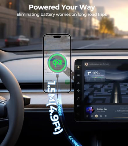 Tesla Phone Mount Qi2 Charger for iPhone MagSafe 【Hidden Foldable Design】 15W Wireless Charging, Universal Car Magnetic Dashboard Phone Holder, Tesla Model 3/Y/Cybertruck Accessories