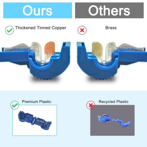 60 Pcs/30 Pairs Quick Splice Wire Terminals T-Tap Self-Stripping Nylon Fully Insulated Male Quick Disconnects for Automotive Wiring (22-10 AWG)