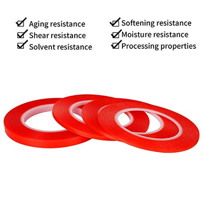 Kaisiking 2mm/ 3mm/ 5mm/10mm x 25M Clear Heat Resistant Double Sided Tape - size: 4pcs (2mm+3mm+5mm+10mm)