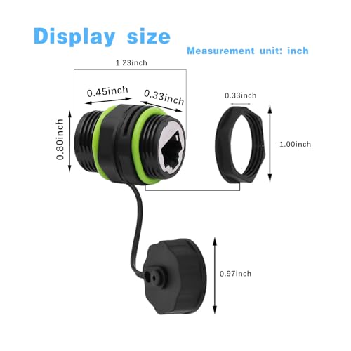 Danfetsoy CAT6 RJ45 Panel Mount Waterproof Connector, 2-Pack IP68 Waterproof RJ45 Coupler Shielded 8P8C Female to Female Panel Mount Bulkhead Ethernet LAN Pass Through Connector