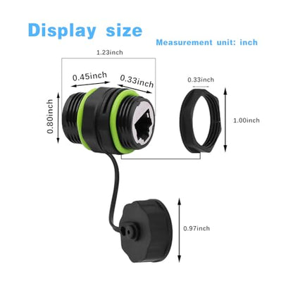 Danfetsoy CAT6 RJ45 Panel Mount Waterproof Connector, 2-Pack IP68 Waterproof RJ45 Coupler Shielded 8P8C Female to Female Panel Mount Bulkhead Ethernet LAN Pass Through Connector