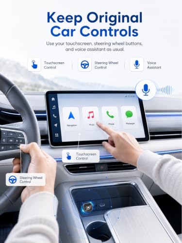 Wireless CarPlay Adapter USB C, Compact Android Auto Dongle - color: Gloss Black