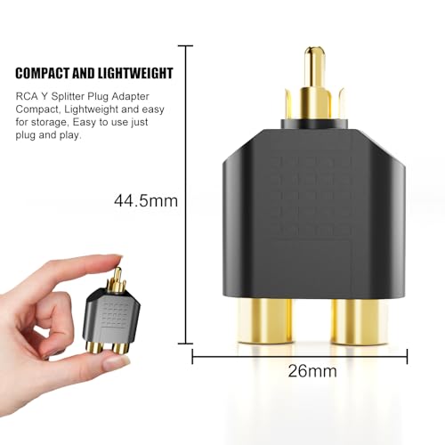 BERLAT RCA Splitter 6-Pack Gold Plated 1 Male 2 Female for TV DVD