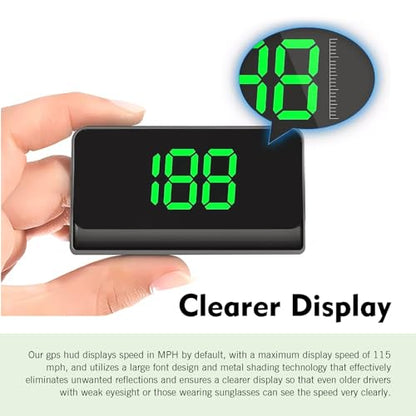 Car Heads Up Display, High Definition Center Console Speedometer Projector, USB Plug & Play Night Visible HUD Digital Speedometer, Universal for Most Cars (Green) - color: Green