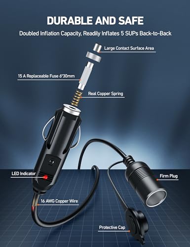 AstroAI Cordless Tire Inflator and AstroAI 12Ft/12V Cigarette Lighter Extension Cord