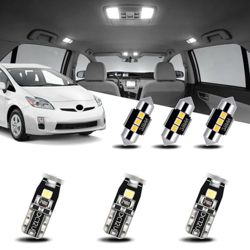 EASY EAGLE LED Interior Car Lights for Toyota-Prius-2010-2015: 10 Piece Kit White LED Light Bulbs - Super Bright 6000K + Install Tool