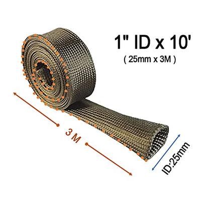 Spark Plug Wire Heat Shield Heat Hose 1" I.D.X10' Basalt fiber Heat Wrap Heat Sleeve Adjustable Fuel Line Heat Shield for Car&Auto Wire Loom Protection (Titanium) - color: Titanium, size: 1" IDX10'