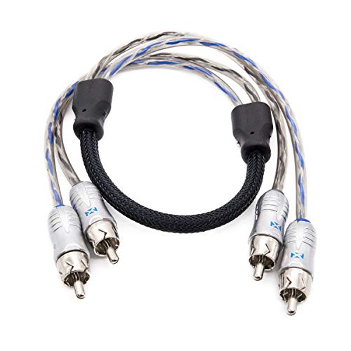 NVX® XIX205 1.64 ft (0.5 meter) Oxygen Free Copper 2-Channel Double Twisted Pair X-Series Car Audio RCA Audio Interconnect Cable with Shielded Noise Reduction and Split-tip Silver-Plated Machined ends - size: 2 Channel- 1.5 ft.