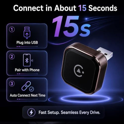 4-in-1 Wireless CarPlay Adapter, Screen Mirroring Adapter for Car to Play TV & Movies, Convert Factory Wired to Wireless CarPlay & Android Auto, Plug & Play Car Screen Movie Player Device - size: Small