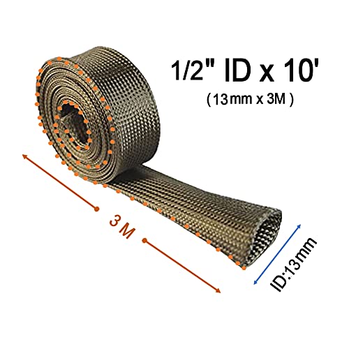 Spark Plug Wire Heat Shield Heat Hose 1/2" IDX10' basalt fiber Wrap Heat Sleeve Adjustable Fuel Line Heat Shield for Car&Auto Wire Loom Protection (Titanium) - color: Titanium, size: 1/2" IDX10'